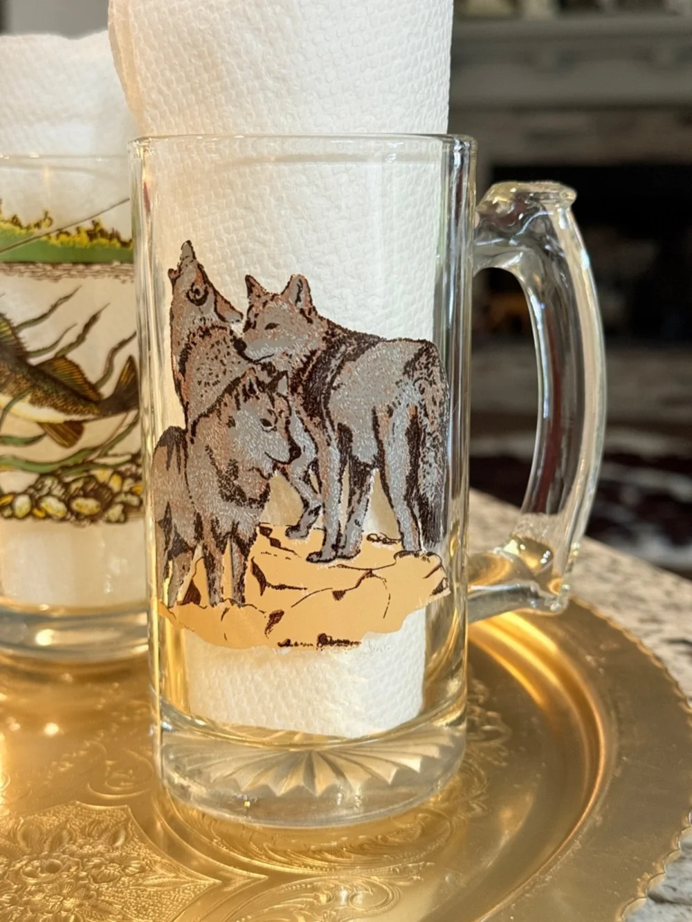 Vintage Schmidt Collector Series Glass Beer Mugs and Gold Tray - Picture 6 of 14